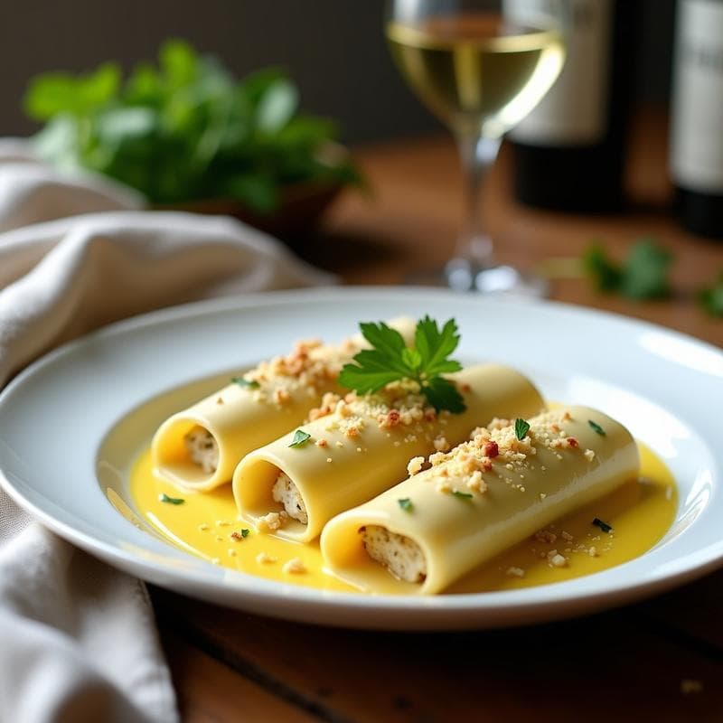 Canelones de Espárragos Blancos y Salsa de Azafrán: Receta Gourmet Sin Pasta