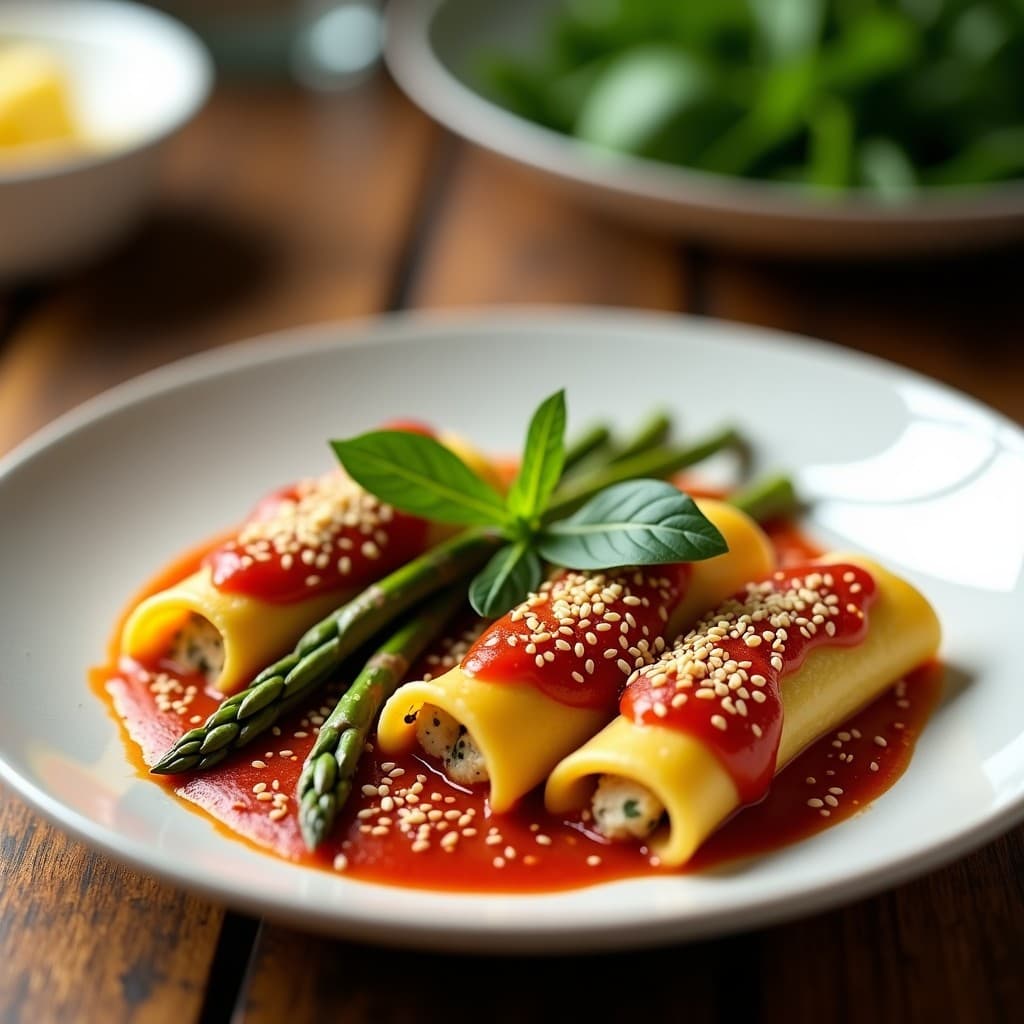 Canelones de Espárragos y Tofu Sedoso: Receta Gourmet Sin Gluten en Horno