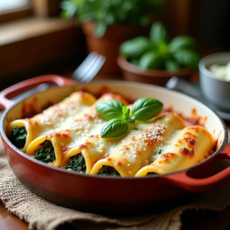 Canelones de Espinaca y Ricotta con Salsa Bechamel: Receta Italiana Vegetariana y Cremosa