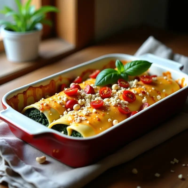 Canelones de Espinaca y Ricotta de Tofu: Receta Italiana Vegana y Sin Lactosa al Horno