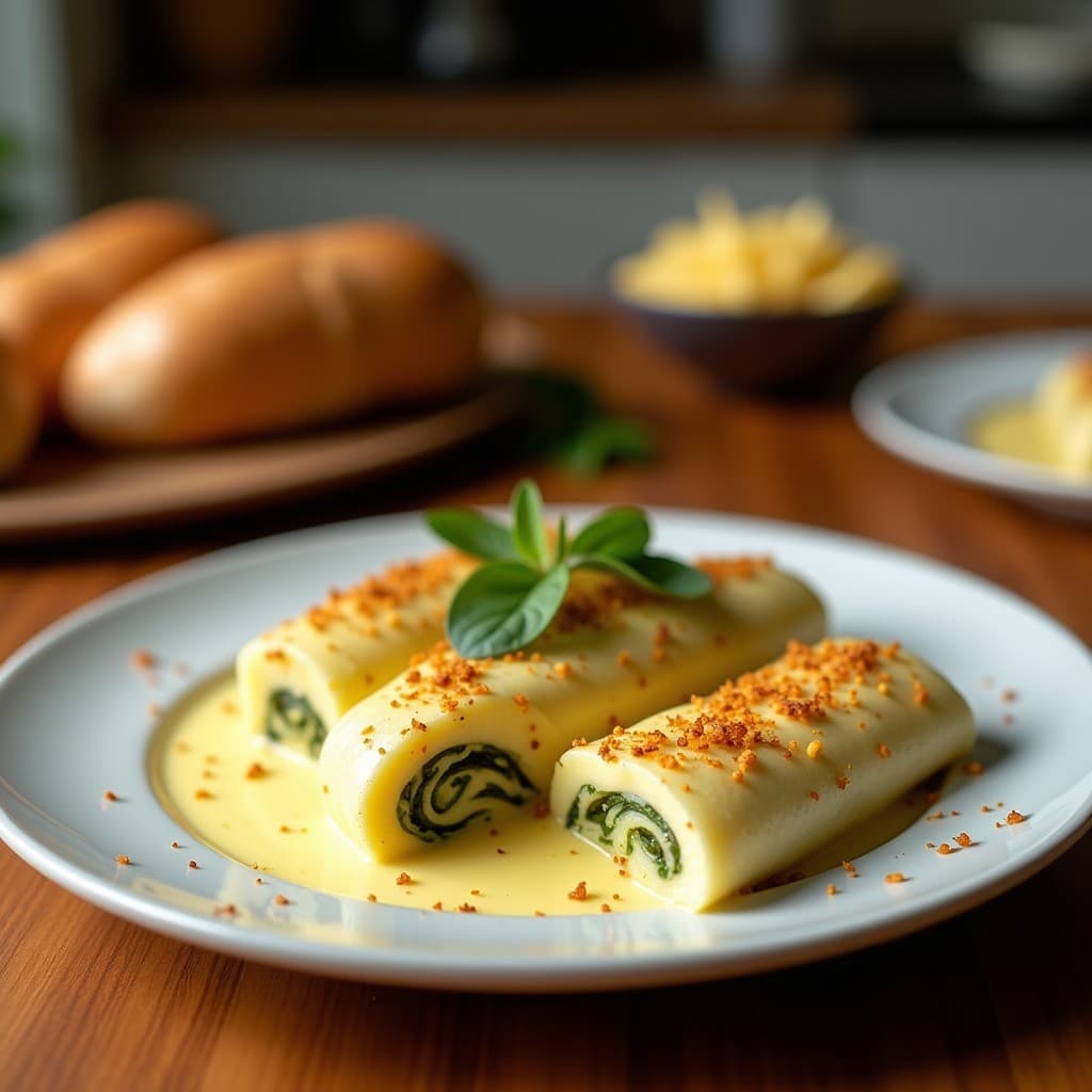 Canelones de Espinacas y Queso de Anacardos con Bechamel de Coliflor: Receta Italiana Sin Lácteos