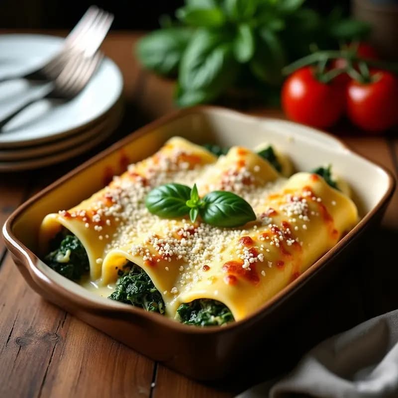 Canelones de Espinacas y Requesón con Bechamel de Avena: Lasagna Italiana Vegana