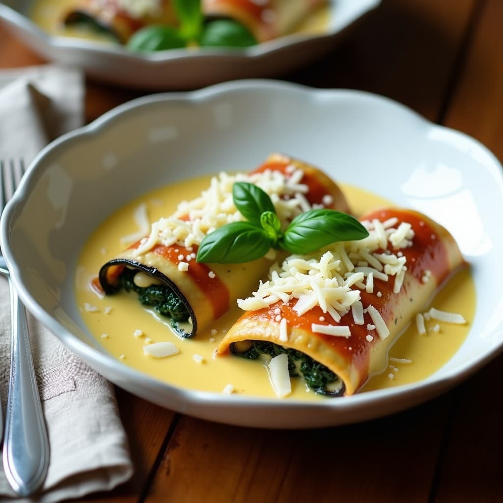 Canelones de Espinacas y Requesón sin Pasta con Salsa Bechamel de Coliflor: Receta Italiana Keto