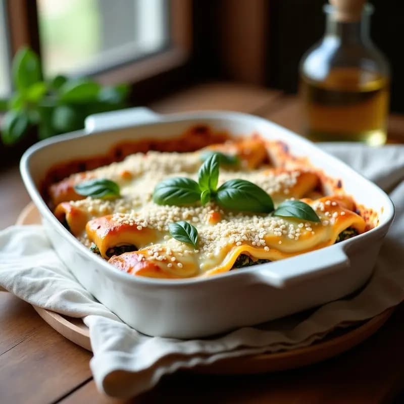 Canelones de Espinacas y Ricota con Bechamel de Avena: Lasaña Italiana Sin Gluten