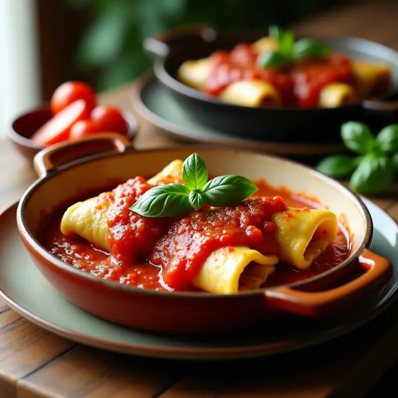 Canelones de Espinacas y Tofu Sedoso con Salsa de Tomate y Albahaca: Receta Italiana Sin Gluten