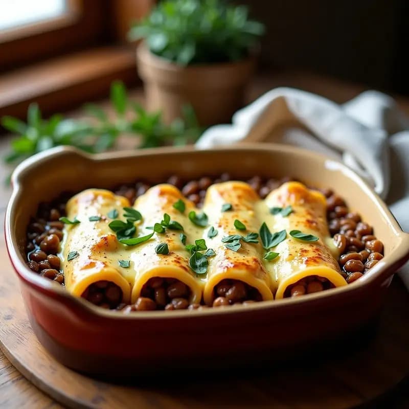 Canelones de Lentillas y Champiñones con Bechamel de Avena: Receta Italiana Sin Lactosa