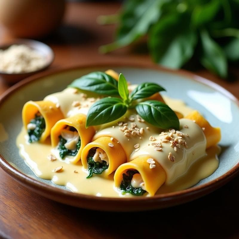 Canelones de Pollo y Espinacas con Bechamel de Avena: Receta Sin Lactosa en Thermomix