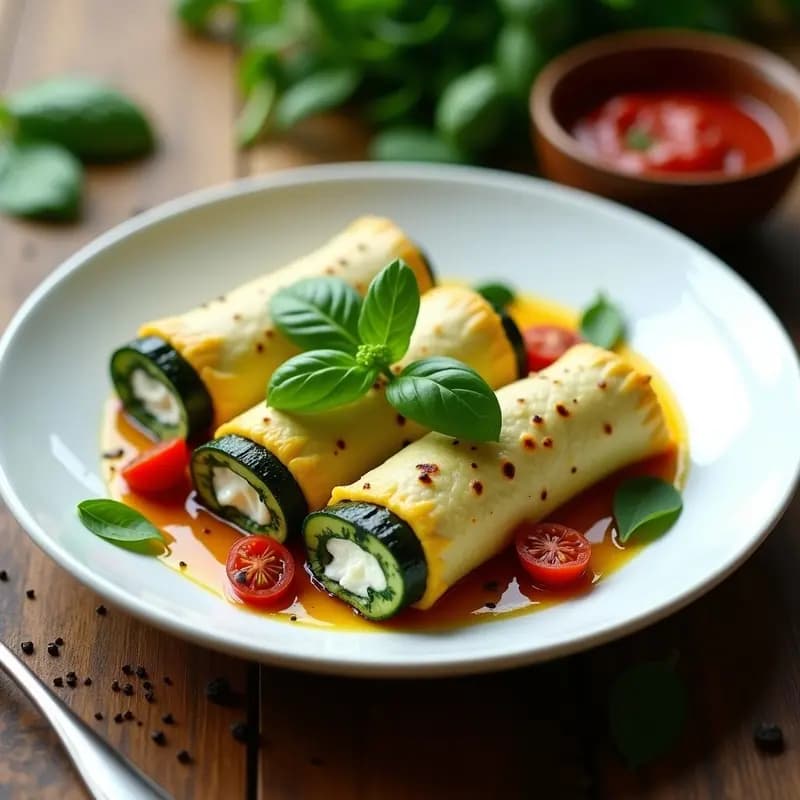Canneloni de Calabacín y Ricotta de Toque Vegano: Receta Italiana Sin Horno