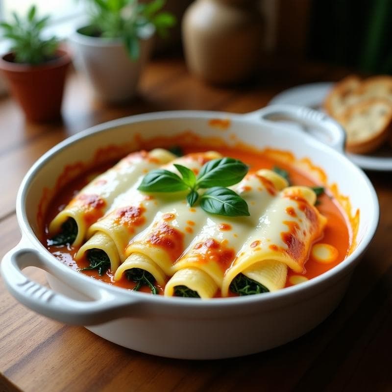 Canneloni Rellenos de Espinacas y Ricotta al Horno: Receta Italiana Fácil y Nutritiva