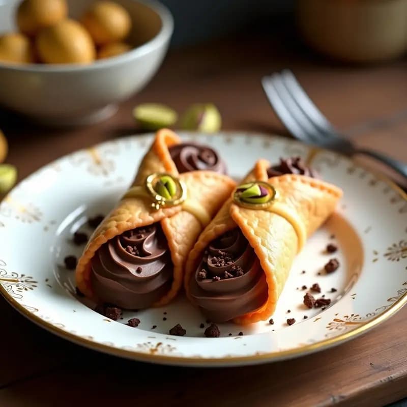 Cannoli de Requesón y Chocolate Negro: Postre Siciliano Sin Azúcar Añadida