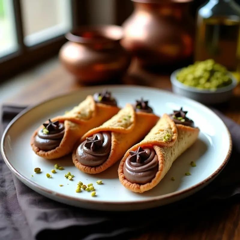 Canolli de Ricotta de Anacardos y Chocolate Negro: Postre Siciliano Vegano