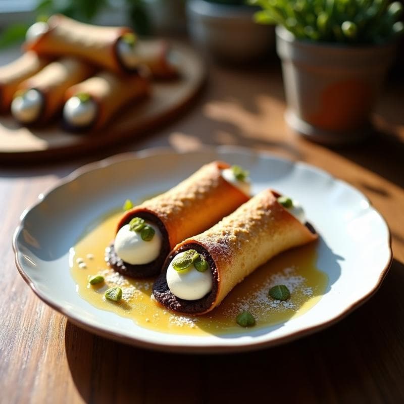 Cannoli de Queso Ricotta y Chocolate Negro con Pistachos: Postre Italiano Sin Horno y Keto