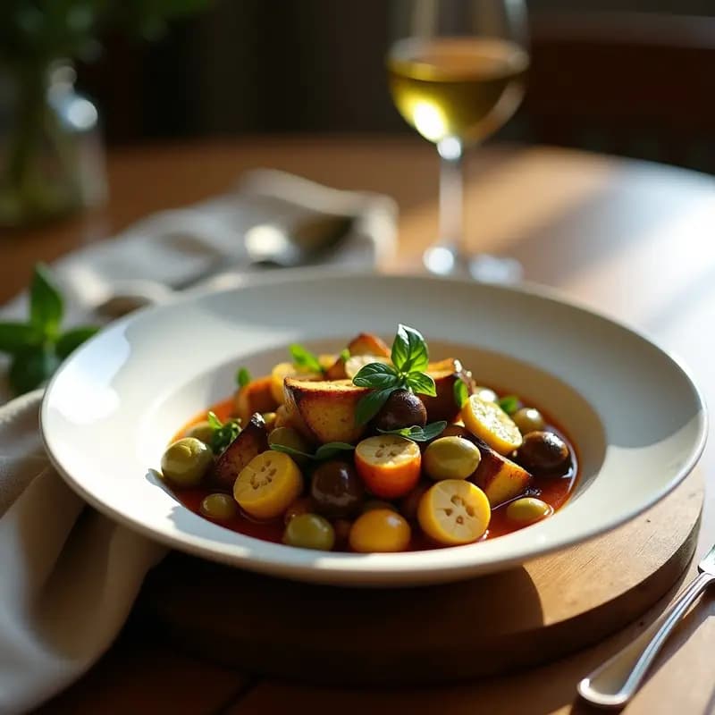 Caponata Siciliana con Alcachofas y Aceitunas Verdes: Receta Italiana Vegana y Sin Gluten