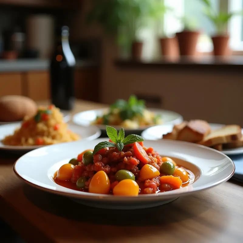 Caponata Siciliana con Berenjena y Alcaparras: Entrante Italiano Dulce y Ácido