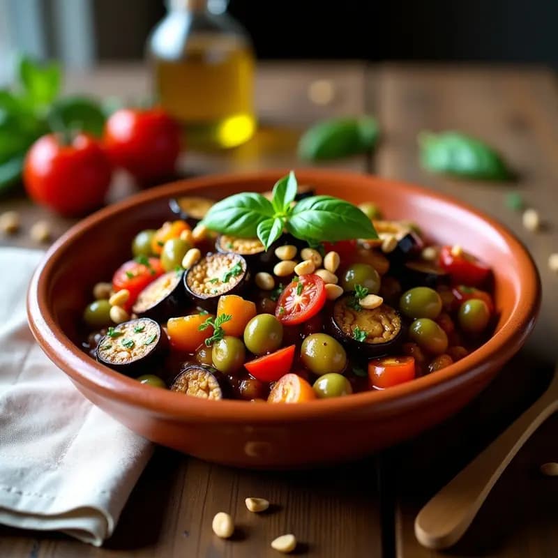 Caponata Siciliana con Berenjena y Apio: Ensalada Italiana en Conserva para Tupper