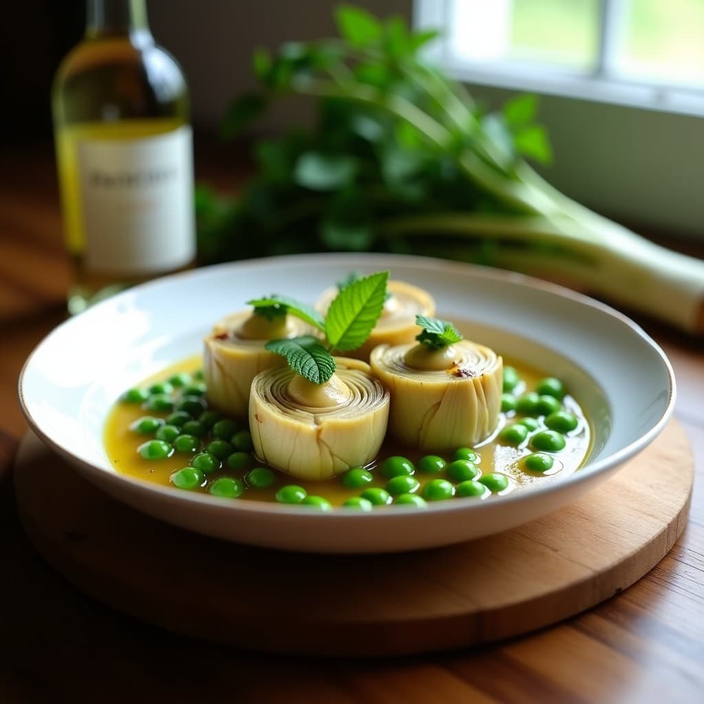 Carciofi alla Romana con Alcachofas y Guisantes: Receta Italiana en Olla Lenta