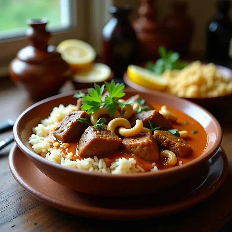 Cari de Cordero con Anacardos y Arroz Basmati: Estofado Indio Tradicional