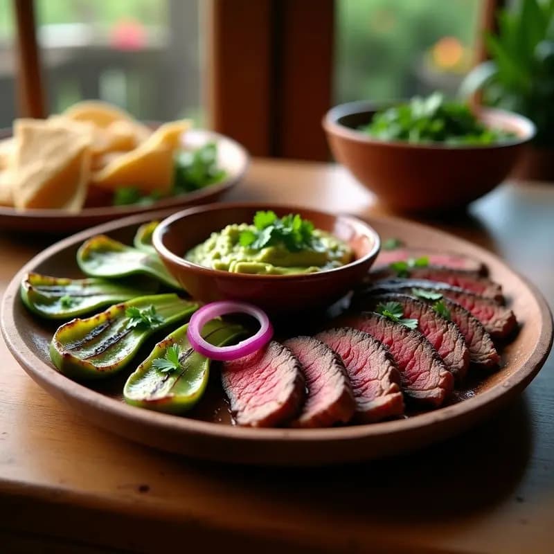 Carne Asada a la Mexicana con Nopales y Guacamole: Receta en Parrilla con Marinada de Cítricos