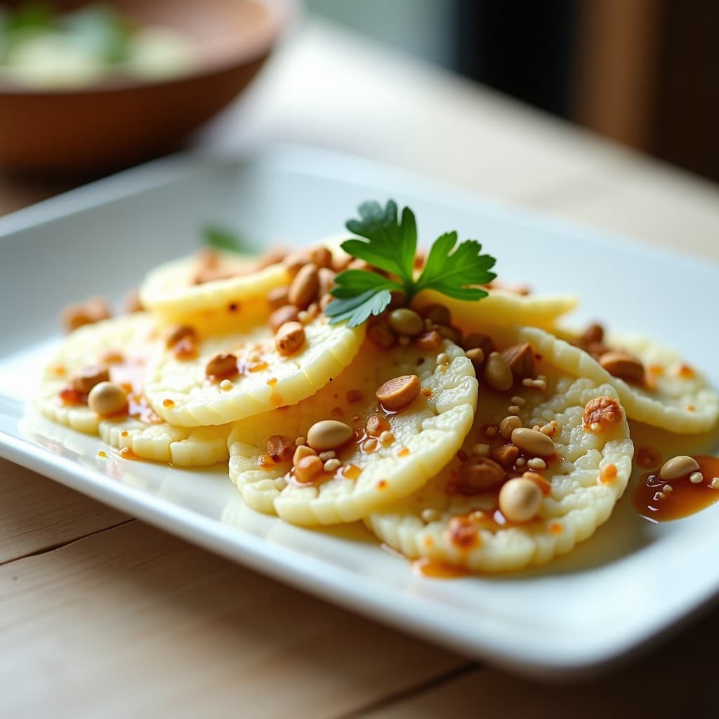Carpaccio de coliflor con Vinagreta de Tamarindo y Cacahuete: Entrante Vegano y Crujiente