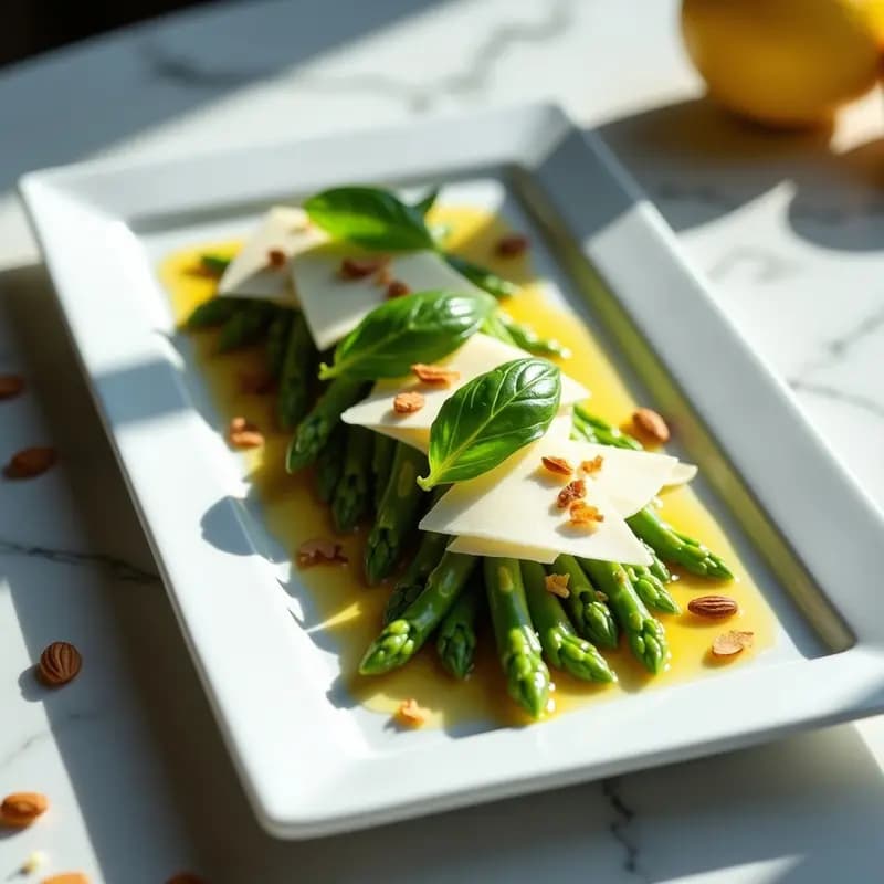 Carpaccio de Espárragos con Vinagreta de Limón y Queso Parmesano: Entrante Italiano Low-Carb