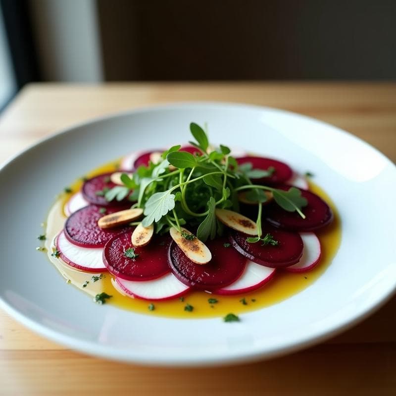 Carpaccio de Remolacha y Rábano con Vinagreta de Mostaza: Receta Sin Cocción y Vegana