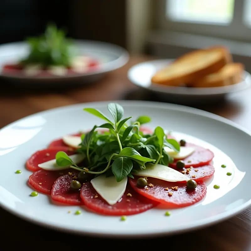 Carpaccio de Res con Rúcula y Virutas de Parmesano: Receta Italiana Elegante y Fresca