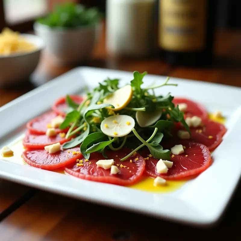 Carpaccio de Ternera con Rúcula y Parmesano: Entrante Italiano Crudivegano y Keto