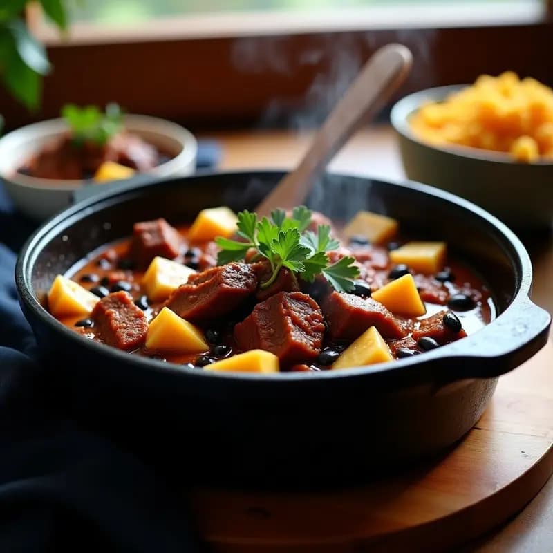 Casoela de Cerdo y Feijoada: Estofado Uruguayo en Olla de Hierro con Mandioca