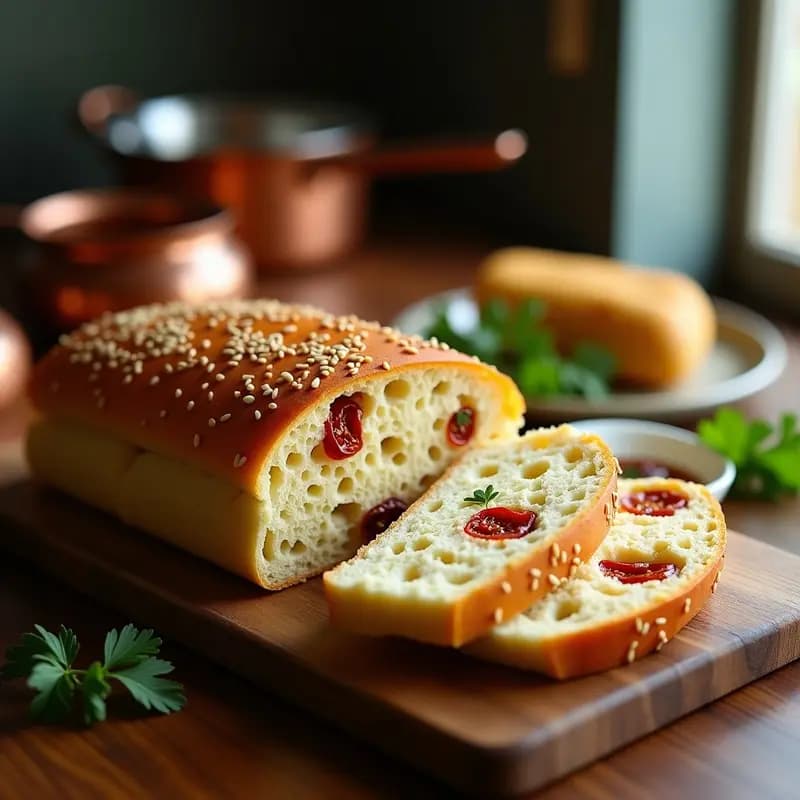 Cassava Bread con Queso de Cabra y Tomates Secos: Pan de Yuca Sin Gluten para Acompañar