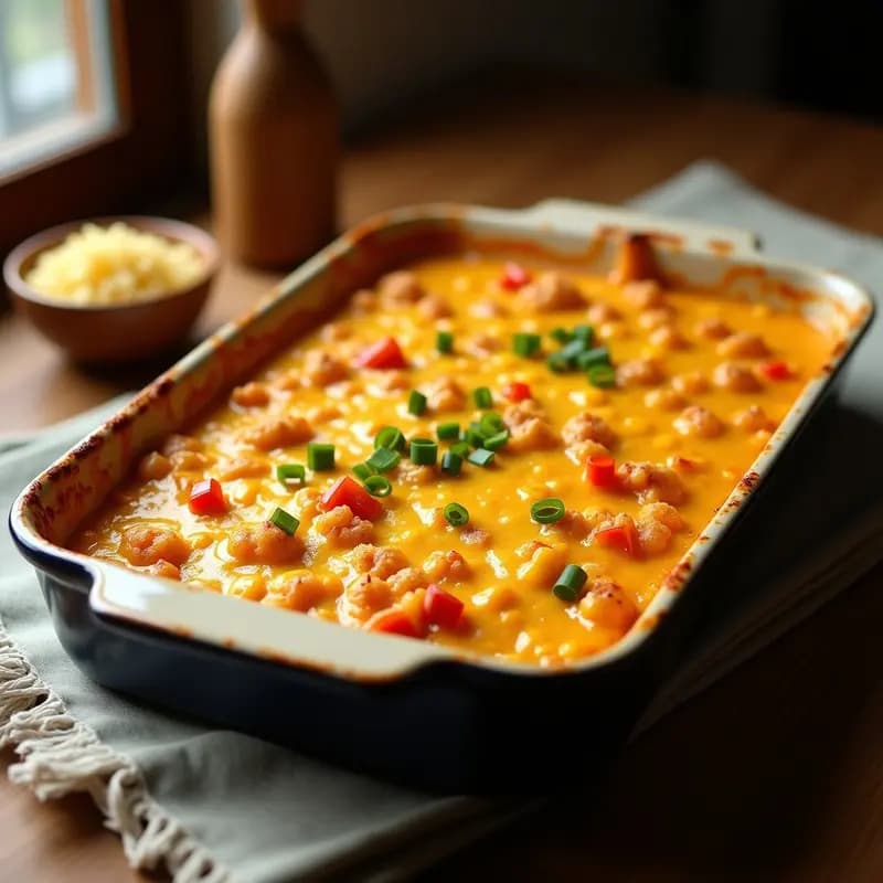 Casserole de Maíz con Pimientos y Queso Cheddar: Receta Americana Reconfortante en Horno