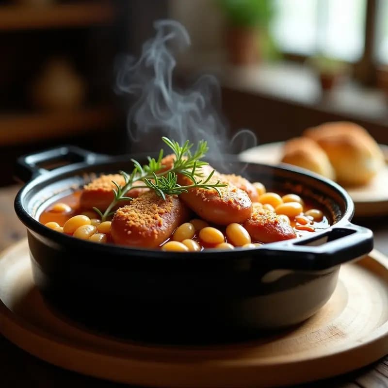 Cassoulet francés con alubias blancas y pato confitado: Receta tradicional en olla lenta