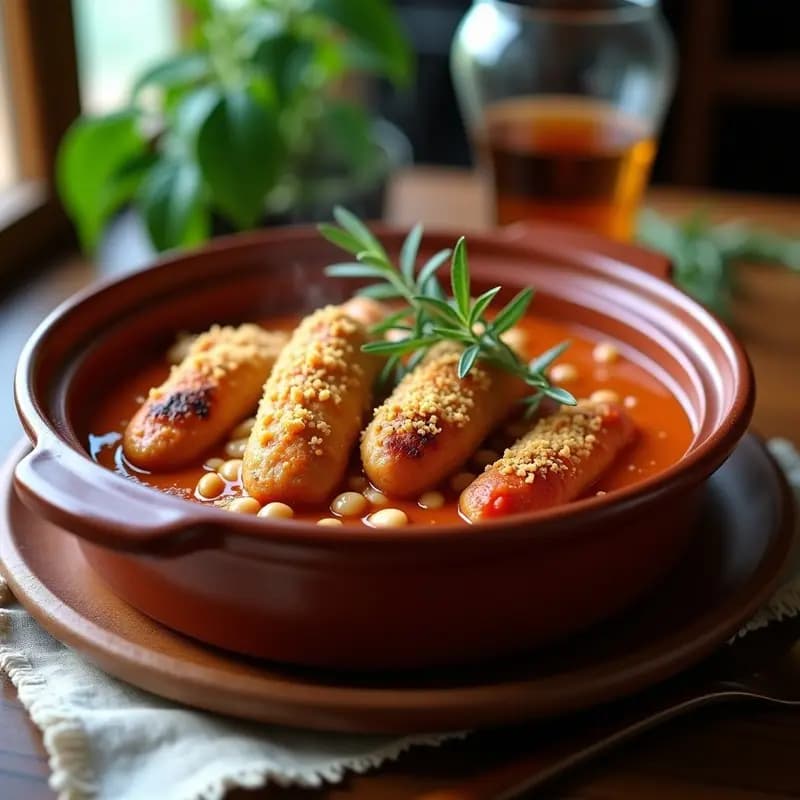 Cassoulet Francés con Alubias Blancas y Salchicha de Lentejas: Receta Vegana y Reconfortante