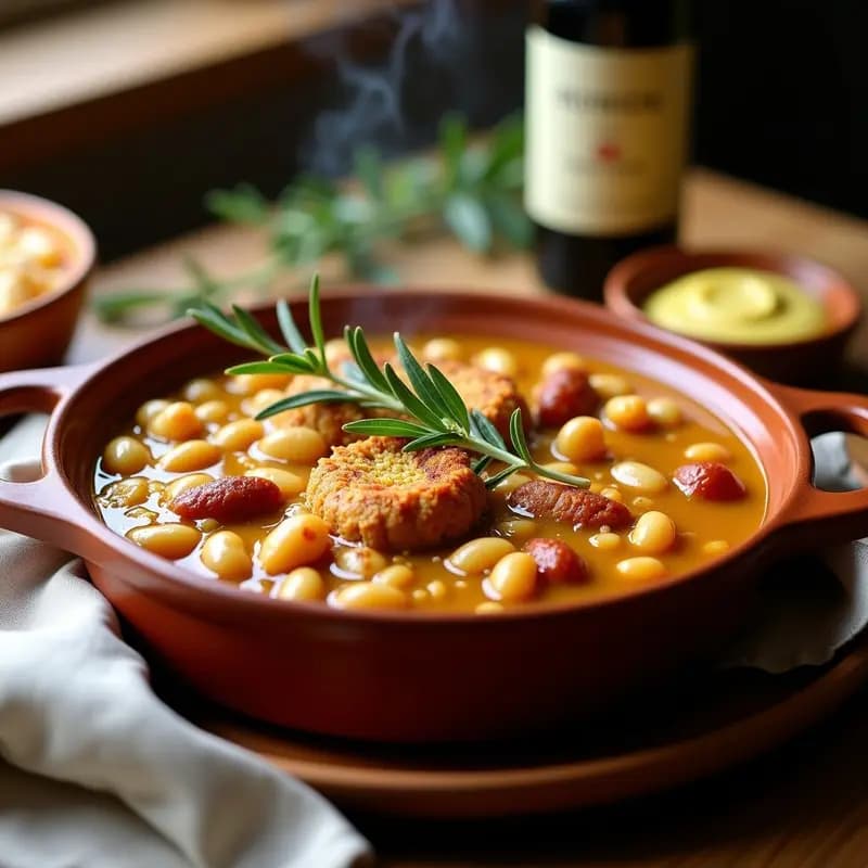 Cassoulet Blanco con Frijoles Cannellini y Salchichas de Lentejas: Estofado Francés Vegano