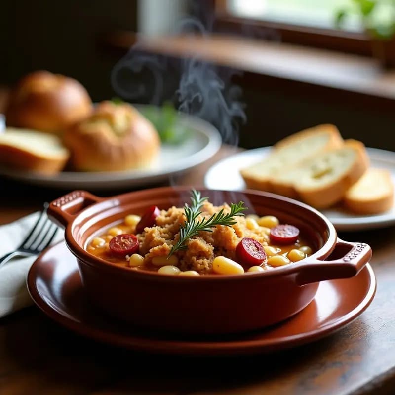 Cassoulet de Fabada: Estofado Francés-Español con Alubias, Chorizo y Confit de Pato
