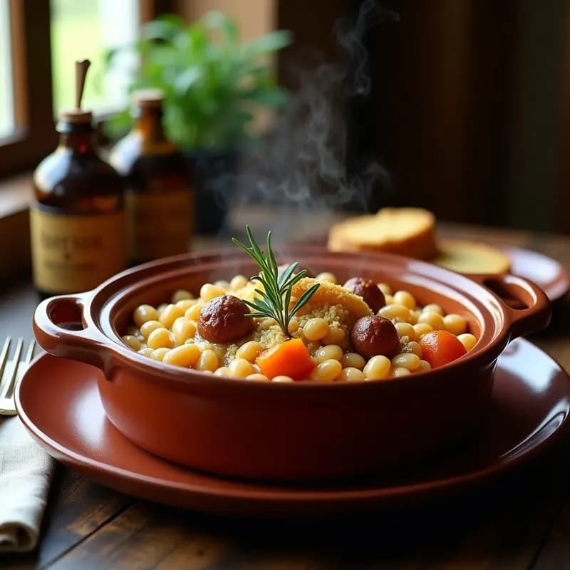 Cassoulet Francés con Alubias Blancas y Confit de Pato: Receta de Cocción Larga
