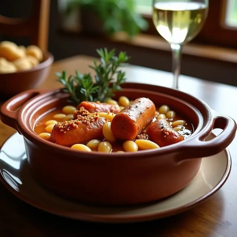 Cassoulet Francés con Salchichas de Toulouse: Receta de Alta Montaña en Olla Lenta