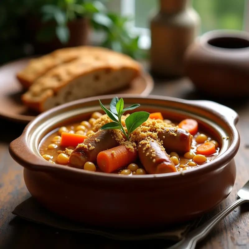 Cassoulet Vegano de Garbanzos y Salchicha de Lentejas: Receta Francesa en Olla Lenta