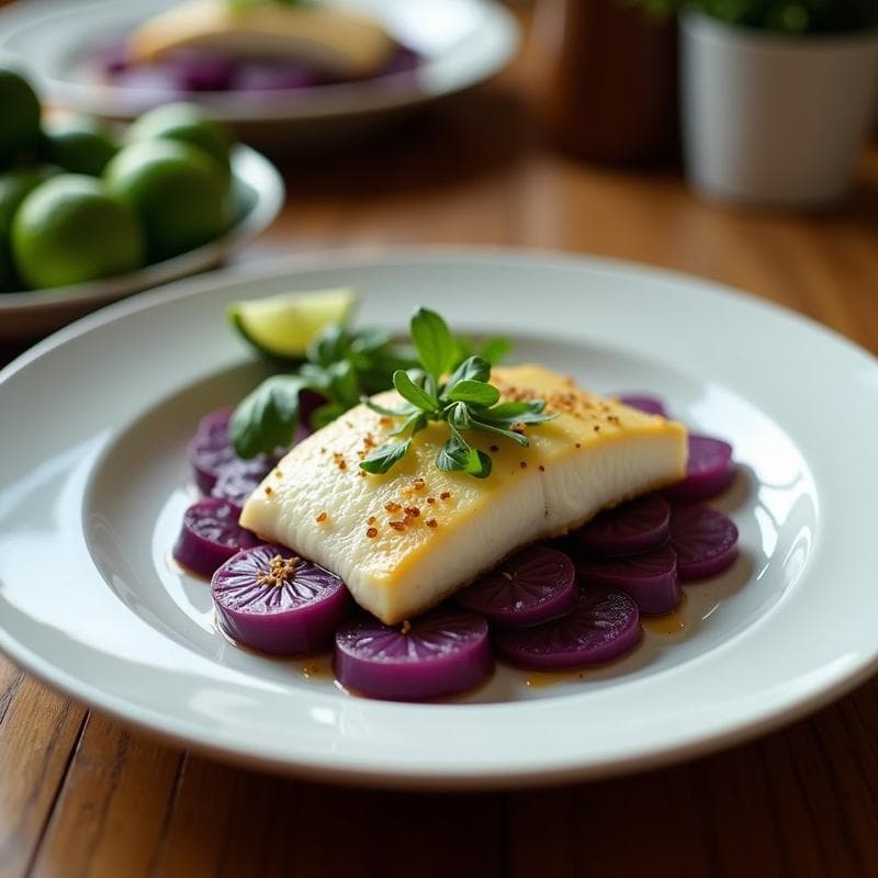 Causa de batata morada con relleno de ceviche de corvina: Receta Peruana Sin Maíz en 30 Minutos
