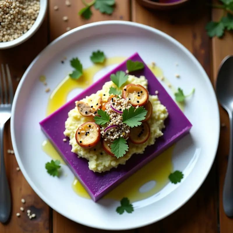 Causa Limeña de Camote Morado y Ceviche de Hongos: Receta Peruana Vegana y Crujiente