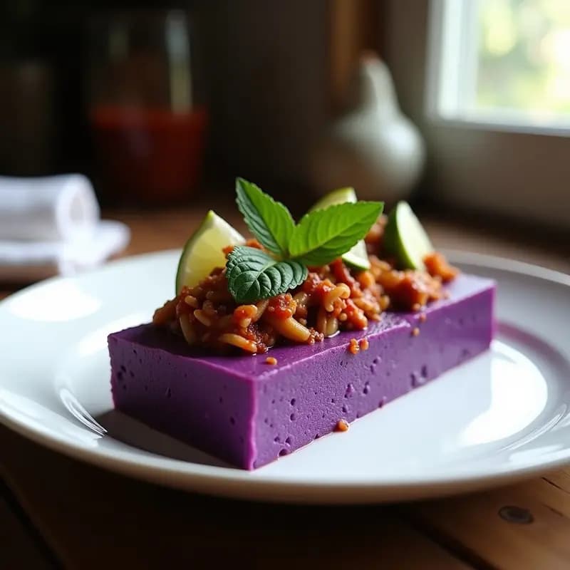 Causa de Camote Morado con Pollo al Ají Panca: Receta Peruana Sin Lácteos