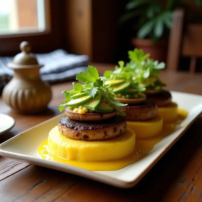Causa de Champiñones Portobello: Entrante Peruano Vegano con Ají Amarillo