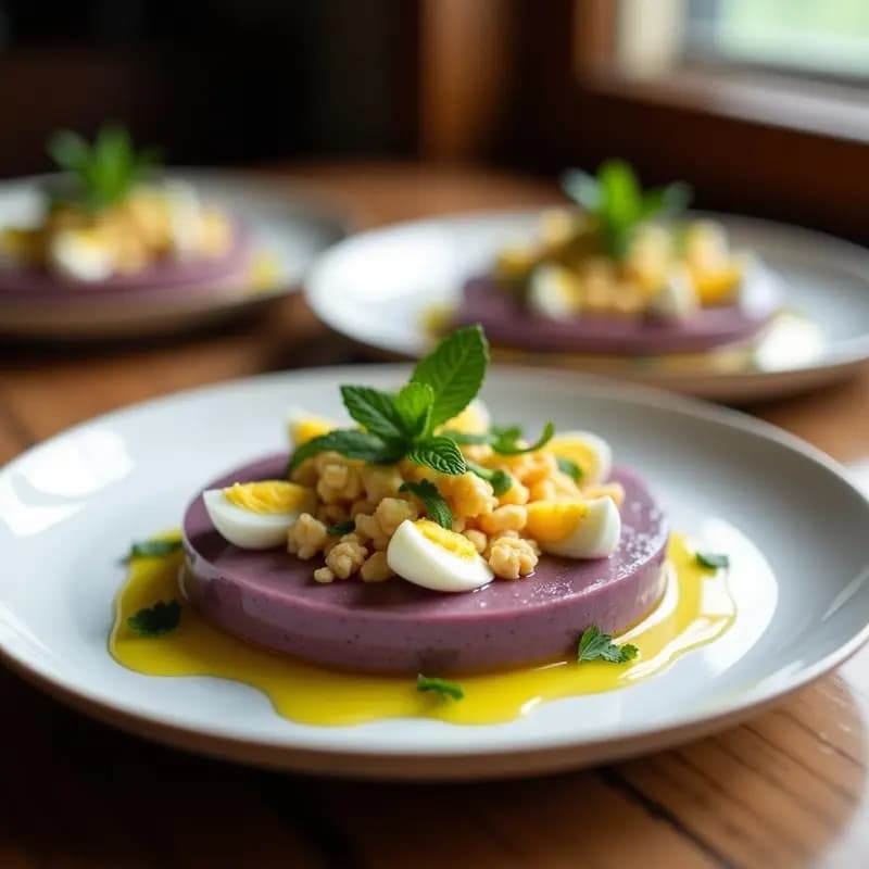 Causa Lima de Palta Morada con Relleno de Cangrejo y Ají Amarillo: Entrante Peruano Gourmet Sin Cocción