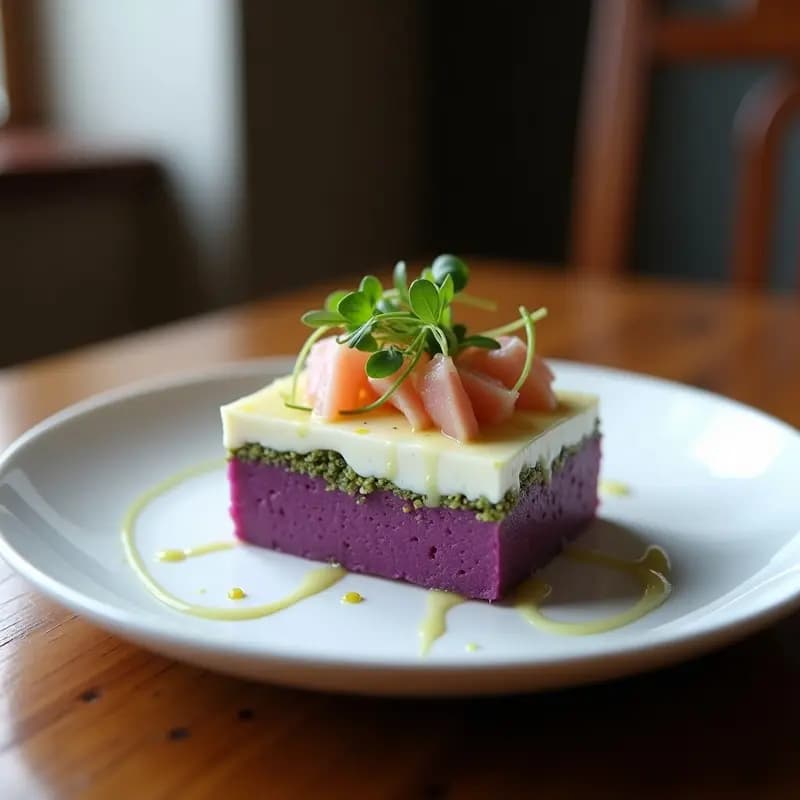 Causa Limeña de Camote Morado y Trucha Ahumada: Receta Peruana Gourmet