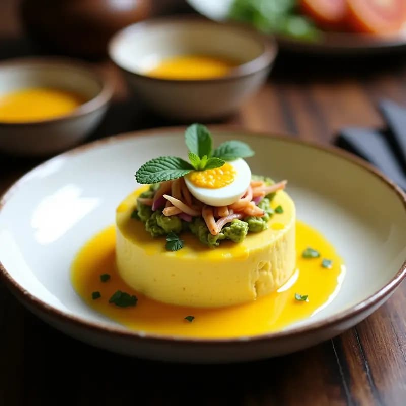 Causa Limeña de Palta y Centolla con Salsa de Ají Amarillo: Receta Peruana Gourmet Sin Horno