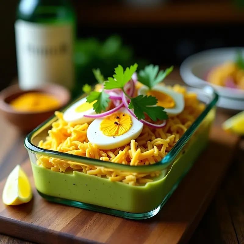 Causa Limeña de Palta y Pollo Desmenuzado: Aperitivo Peruano en 15 Minutos
