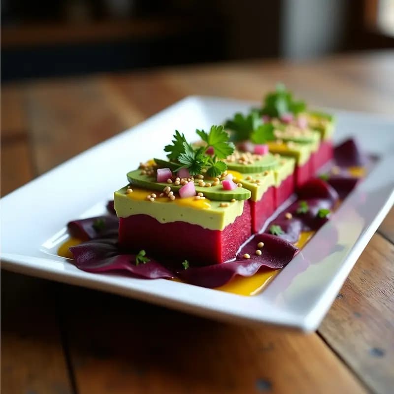 Causa Limeña de Palta y Remolacha: Entrante Peruano Sin Patata y con Vinagreta de Ají Amarillo