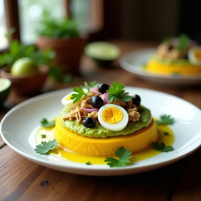 Causa Limeña de Papa Amarilla y Aguacate: Entrante Peruano con Relleno de Pollo