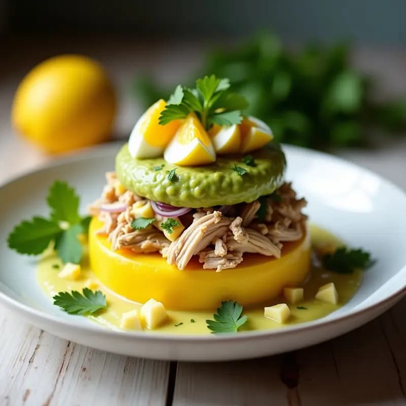 Causa Limeña de pollo y Aguacate: Receta Peruana sin Gluten en Capas Frescas