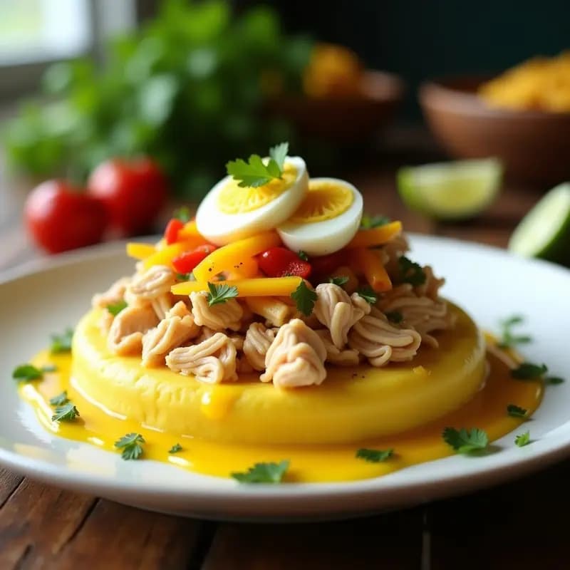 Causa Limeña de Pollo y Pimiento Amarillo: Receta Peruana Fresca y Sin Cocción