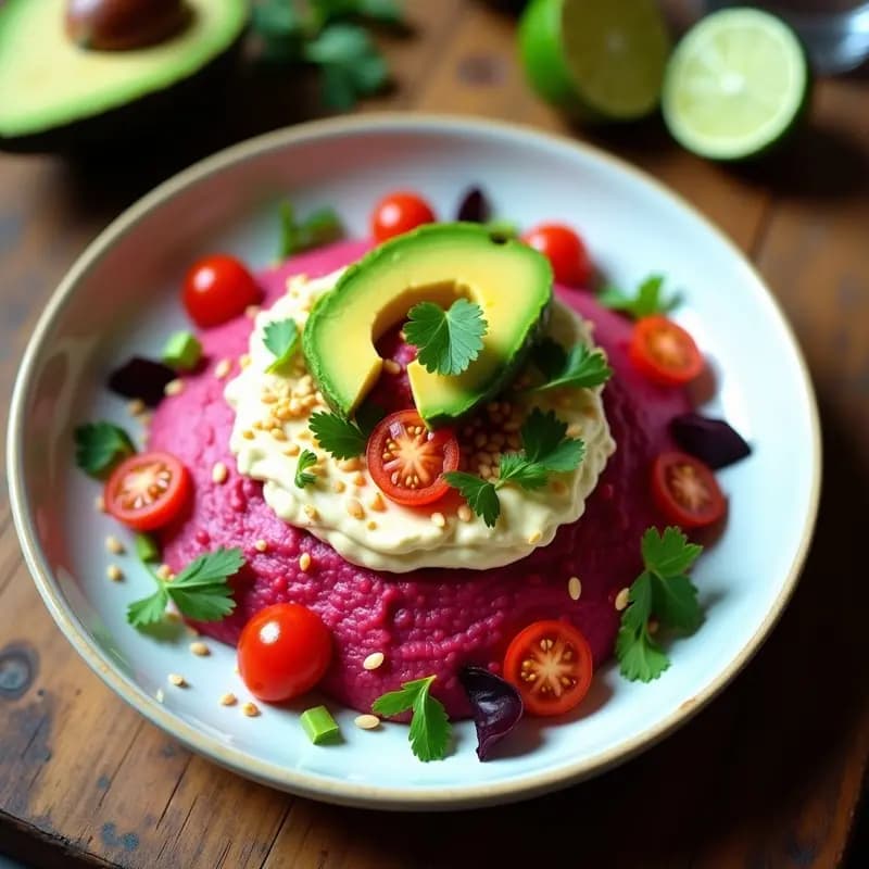Causa Limeña de Remolacha y Aguacate: Entrante Peruanos Vegano y Sin Patata